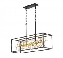 Bethel International Canada ZP139C38G - 8-Light Black Cage Chandelier With Gold Branch And Clear Crystals